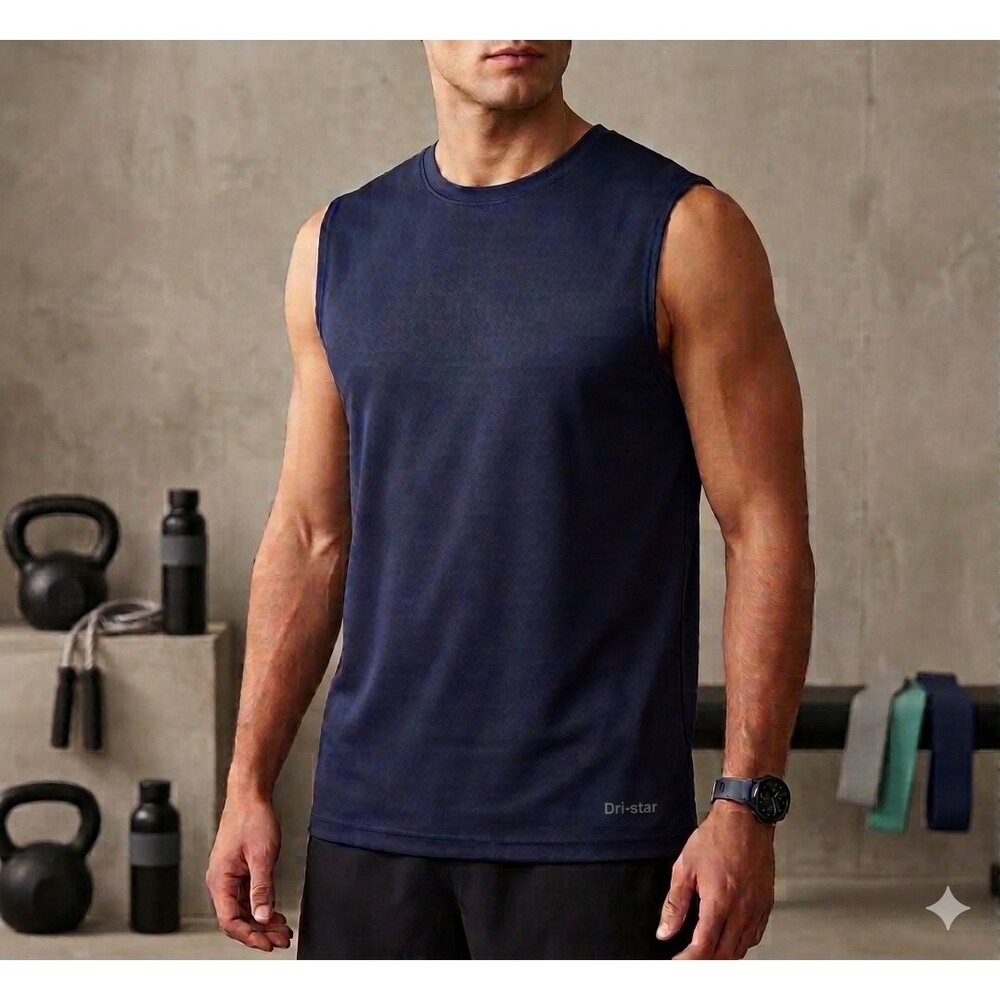 Starter Men’s Sleeveless Shirt Regular Fit Navy Blue Dri‑Star Athletic Tank Top